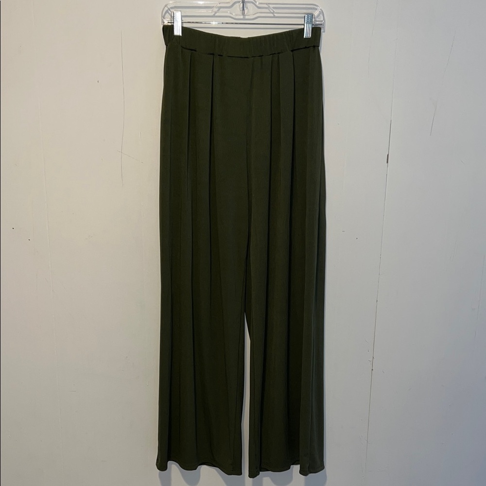 Cider Olive Wide Leg Women's Pants Elastic Waist Size L 03132614